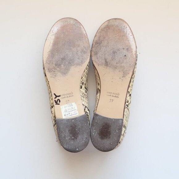 Italian Designer Paolo Castignani Snakeskin Ankle Strap Flats / Ballerinas 7 - Picture 7 of 16
